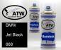 Preview: BMW, Jet Black, 668: 400ml Sprühdose + 400ml Klarlack - Set, von ATW Autoteile West.